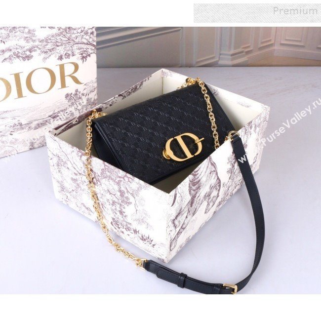 Dior 30 Montaigne CD Flap Bag in Pleated Leather Black 2019 (BINF-9100916)