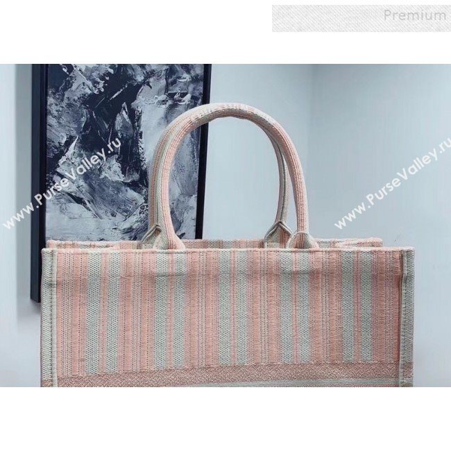 Dior Canvas Stripes Book Tote White/Pink 2019 (BINF-9100904)