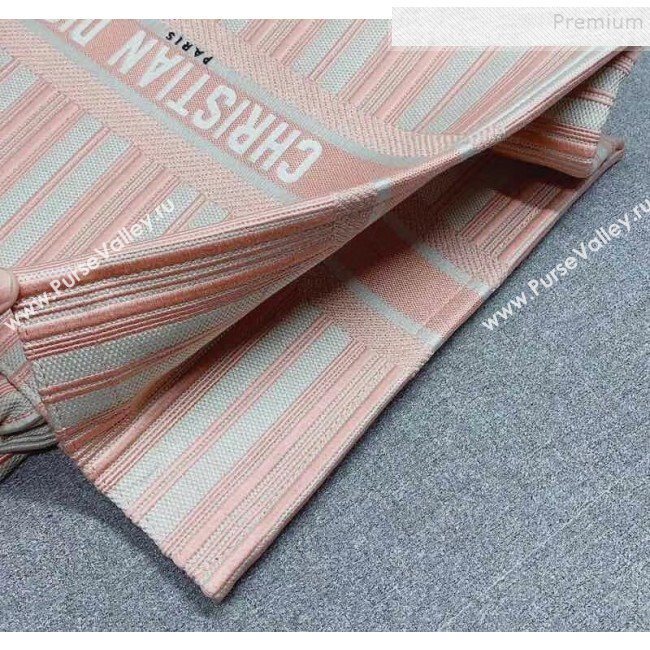Dior Canvas Stripes Book Tote White/Pink 2019 (BINF-9100904)