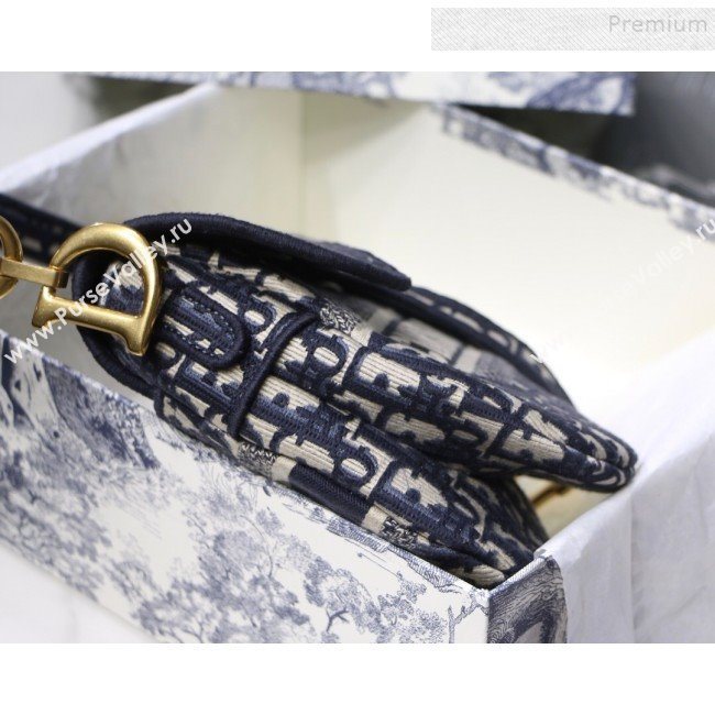 Dior Saddle Medium Bag in Embroidered Oblique Canvas Blue 2019 (BINF-9100920)