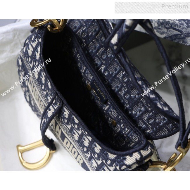 Dior Saddle Medium Bag in Embroidered Oblique Canvas Blue 2019 (BINF-9100920)