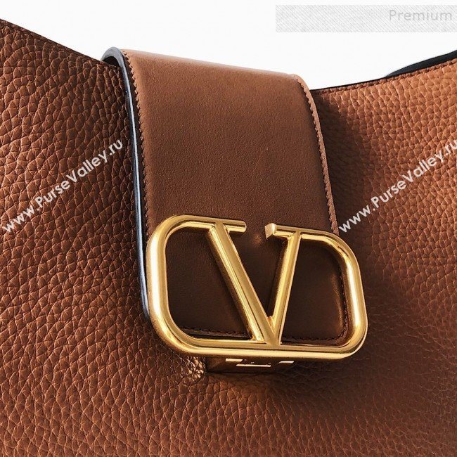 Valentino VSling Grainy Calfskin Hobo Shoulder Bag Brown 2019 (JJ3-9100922)