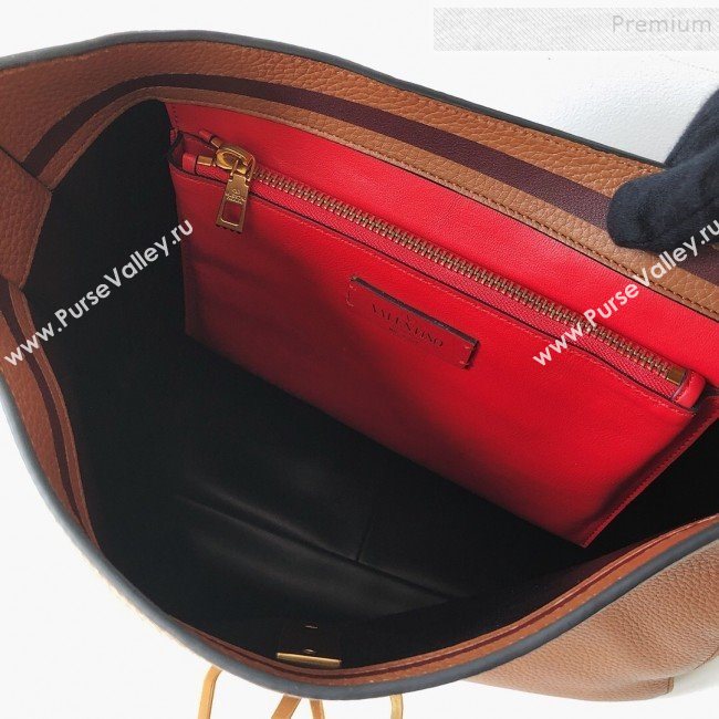 Valentino VSling Grainy Calfskin Hobo Shoulder Bag Brown 2019 (JJ3-9100922)