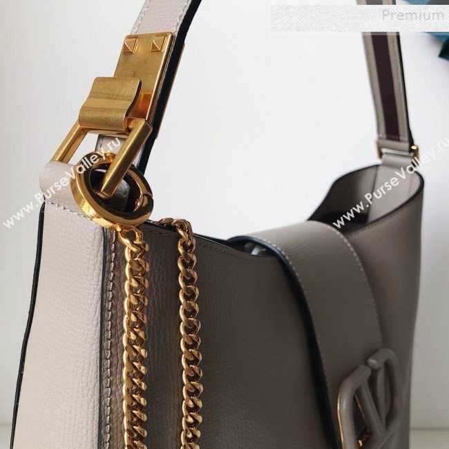Valentino VSling Grainy Calfskin Hobo Shoulder Bag Grey 2019 (JJ3-9100923)