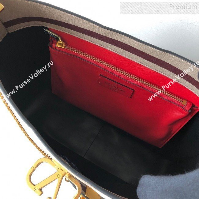 Valentino VSling Grainy Calfskin Hobo Shoulder Bag Grey 2019 (JJ3-9100923)