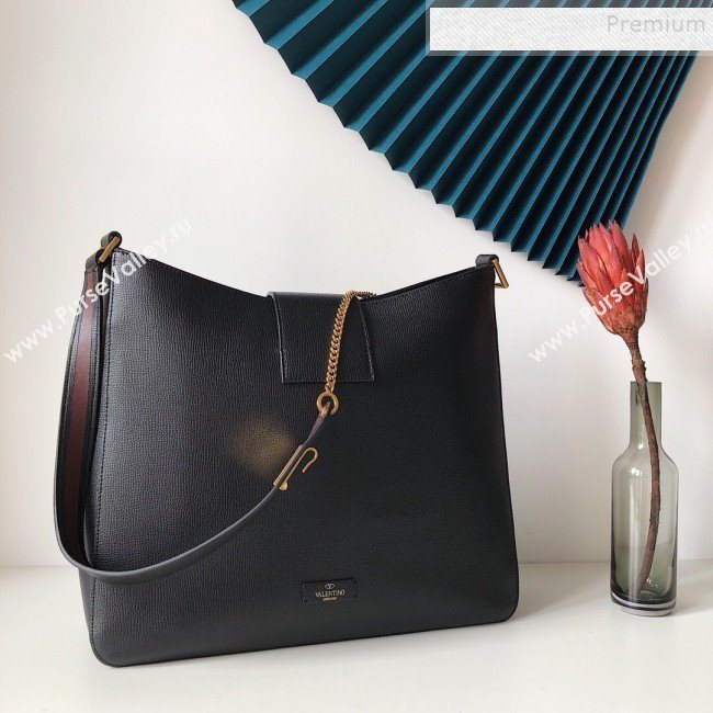 Valentino VSling Grainy Calfskin Hobo Shoulder Bag Black 2019 (JJ3-9100925)