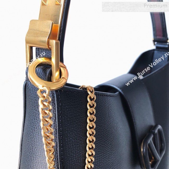 Valentino VSling Grainy Calfskin Hobo Shoulder Bag Black 2019 (JJ3-9100925)