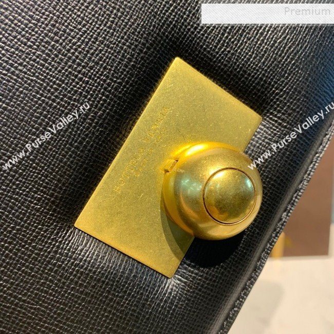 Bottega Veneta Medium Grained Calfskin BV Classic Ronde Shoulder Bag Black 2019 (MISU-9101014)