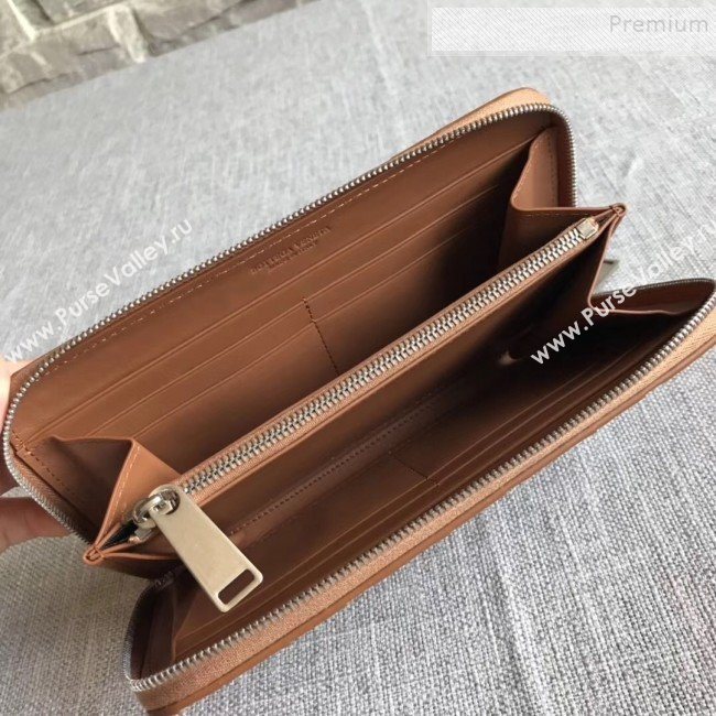 Bottega Veneta Maxi Woven Long Zipped Wallet Brown 2019 (MISU-9101021)