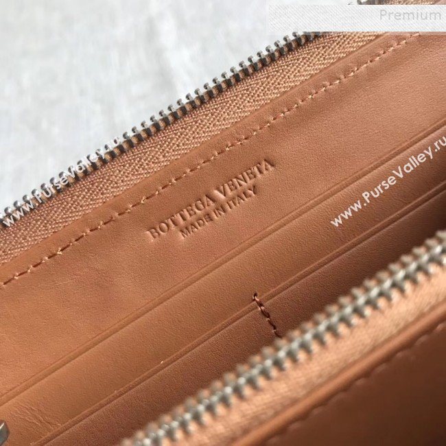 Bottega Veneta Maxi Woven Long Zipped Wallet Brown 2019 (MISU-9101021)