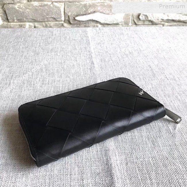 Bottega Veneta Maxi Woven Long Zipped Wallet Black 2019 (MISU-9101022)