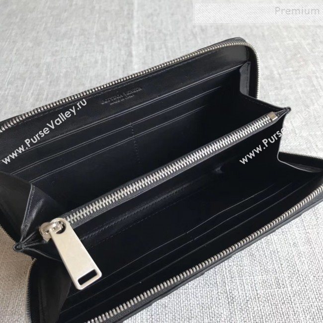 Bottega Veneta Maxi Woven Long Zipped Wallet Black 2019 (MISU-9101022)