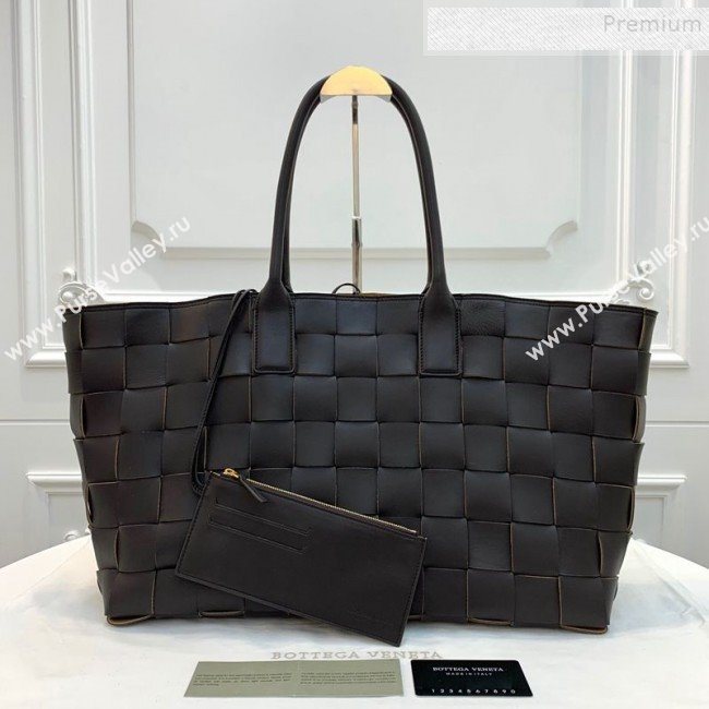 Bottega Veneta Medium Tote Bag in Maxi Woven Leather Dark Brown 2019 (WEIP-9101024)