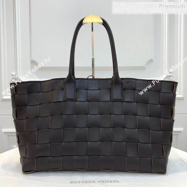 Bottega Veneta Medium Tote Bag in Maxi Woven Leather Dark Brown 2019 (WEIP-9101024)