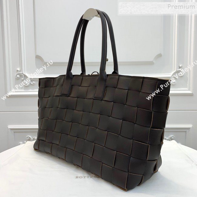 Bottega Veneta Medium Tote Bag in Maxi Woven Leather Dark Brown 2019 (WEIP-9101024)