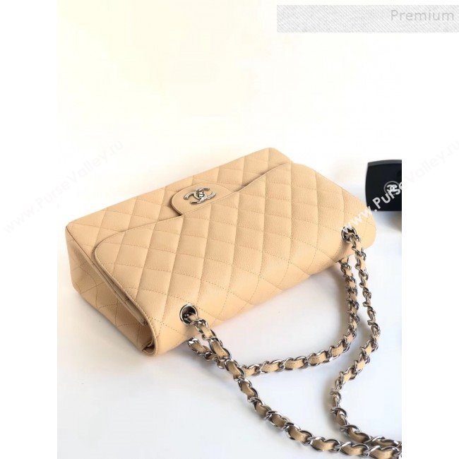 Chanel Caviar Leather Chain Jumbo Classic Flap Bag Apricot (Silver Hardware) (YD-9100993)