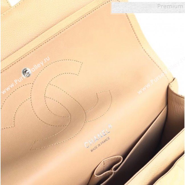 Chanel Caviar Leather Chain Jumbo Classic Flap Bag Apricot (Silver Hardware) (YD-9100993)