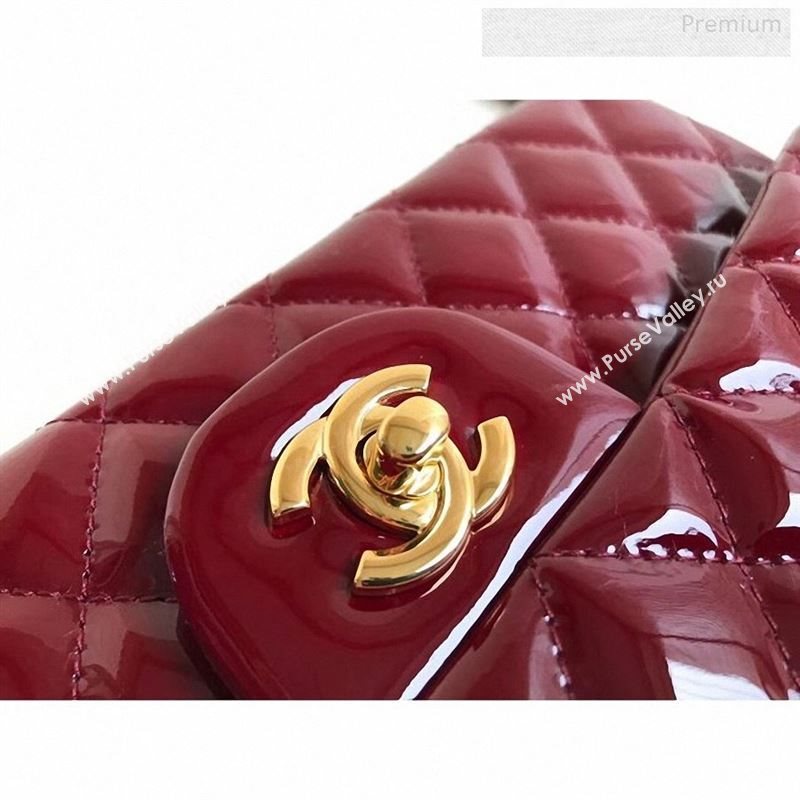 Chanel Patent Calfskin Medium Classic Flap Bag A1112 Burgundy（Gold Hardware） (YD-9122874)