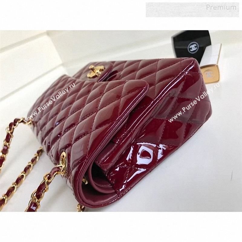 Chanel Patent Calfskin Medium Classic Flap Bag A1112 Burgundy（Gold Hardware） (YD-9122874)