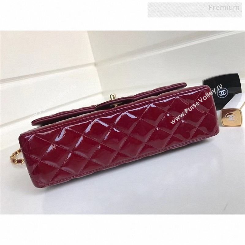 Chanel Patent Calfskin Medium Classic Flap Bag A1112 Burgundy（Gold Hardware） (YD-9122874)