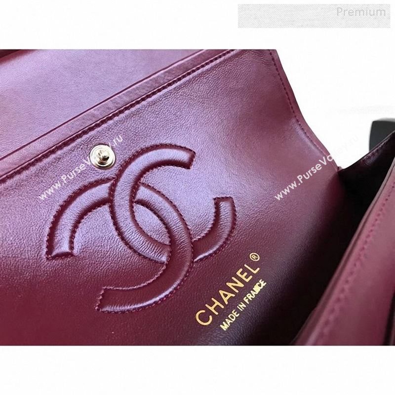 Chanel Patent Calfskin Medium Classic Flap Bag A1112 Burgundy（Gold Hardware） (YD-9122874)