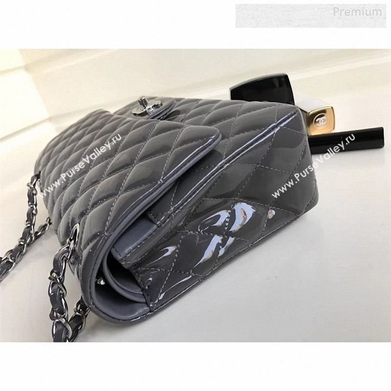 Chanel Patent Calfskin Medium Classic Flap Bag A1112 Grey（Silver Hardware） (YD-9122875)