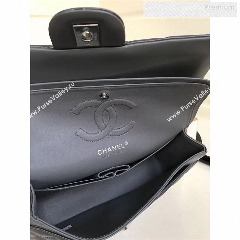 Chanel Patent Calfskin Medium Classic Flap Bag A1112 Grey（Silver Hardware） (YD-9122875)