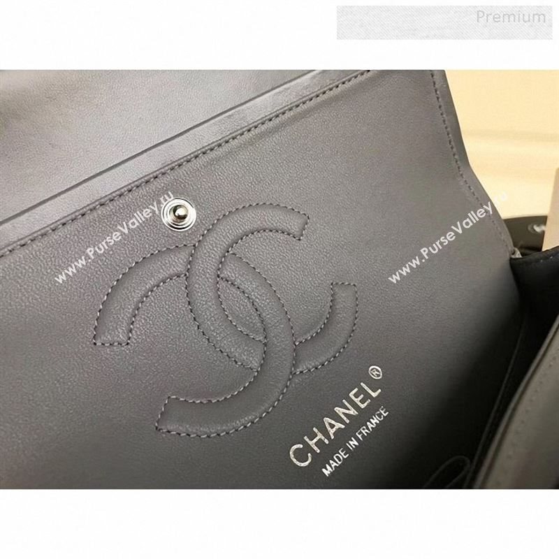 Chanel Patent Calfskin Medium Classic Flap Bag A1112 Grey（Silver Hardware） (YD-9122875)