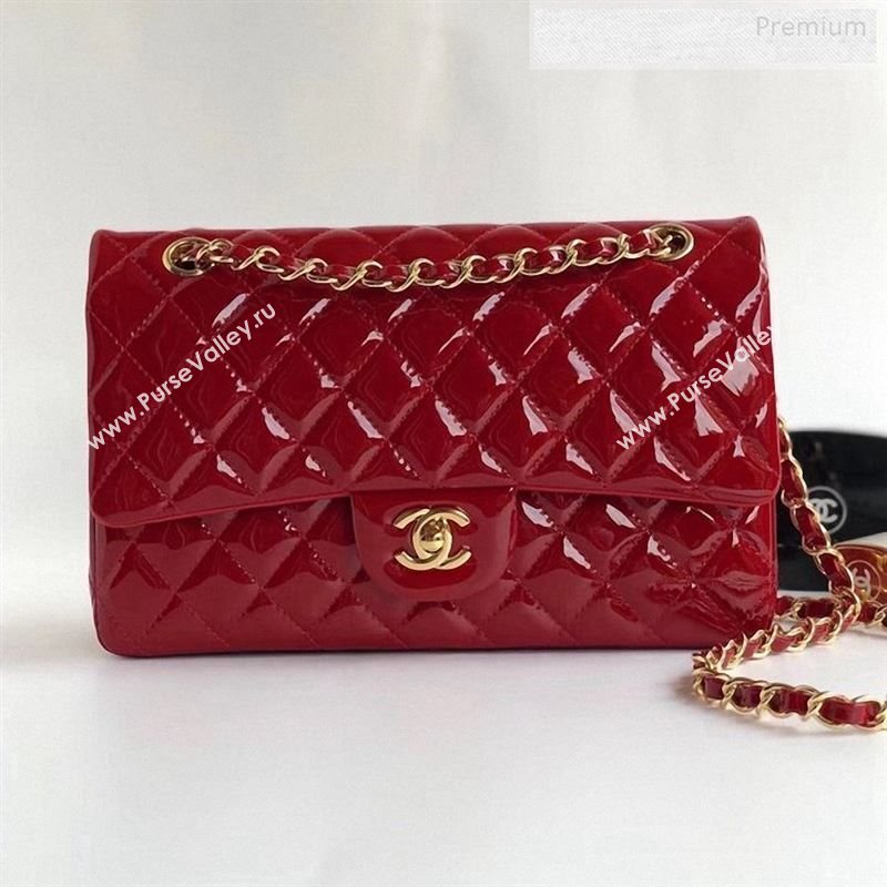 Chanel Patent Calfskin Medium Classic Flap Bag A1112 Red（Gold Hardware） (YD-9122877)
