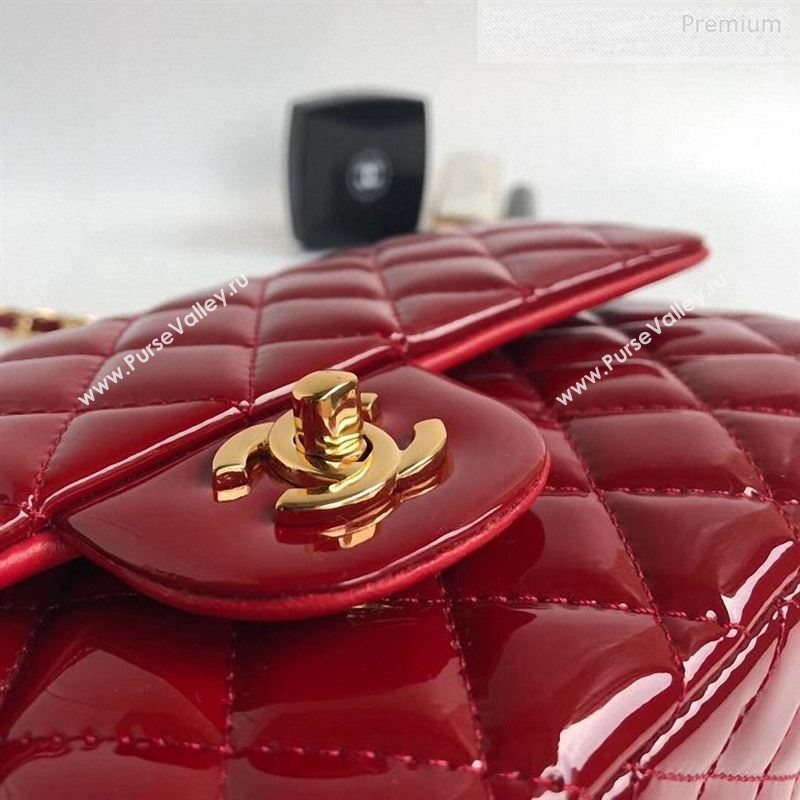 Chanel Patent Calfskin Medium Classic Flap Bag A1112 Red（Gold Hardware） (YD-9122877)