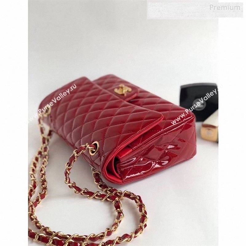 Chanel Patent Calfskin Medium Classic Flap Bag A1112 Red（Gold Hardware） (YD-9122877)