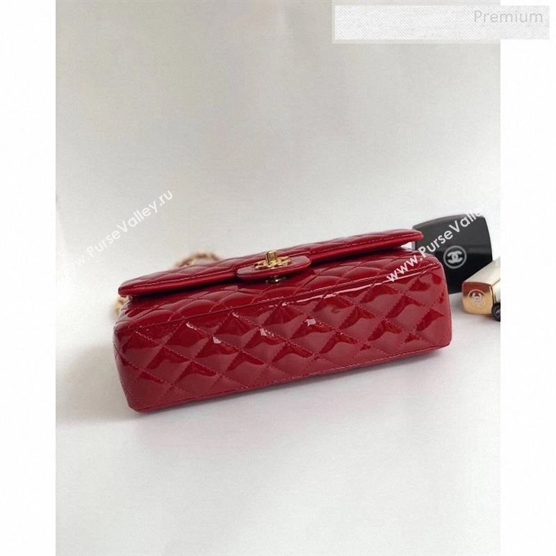 Chanel Patent Calfskin Medium Classic Flap Bag A1112 Red（Gold Hardware） (YD-9122877)