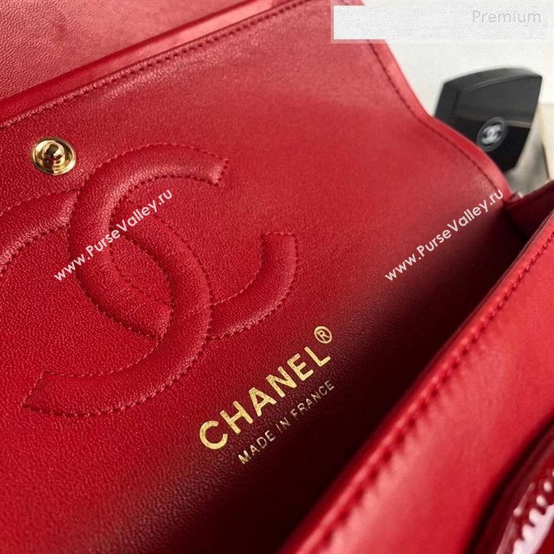 Chanel Patent Calfskin Medium Classic Flap Bag A1112 Red（Gold Hardware） (YD-9122877)