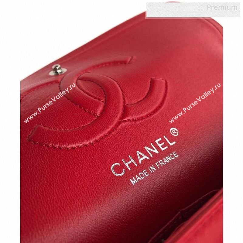 Chanel Patent Calfskin Medium Classic Flap Bag A1112 Red（Silver Hardware） (YD-9122876)