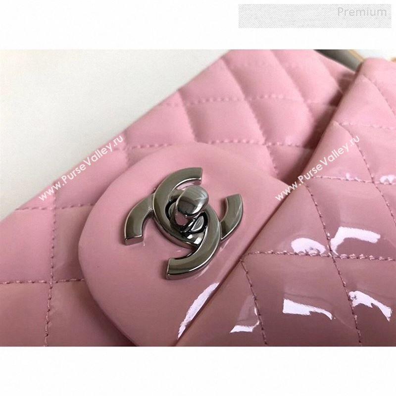 Chanel Patent Calfskin Medium Classic Flap Bag A1112 Pink(Silver Hardware) (YD-9122878)