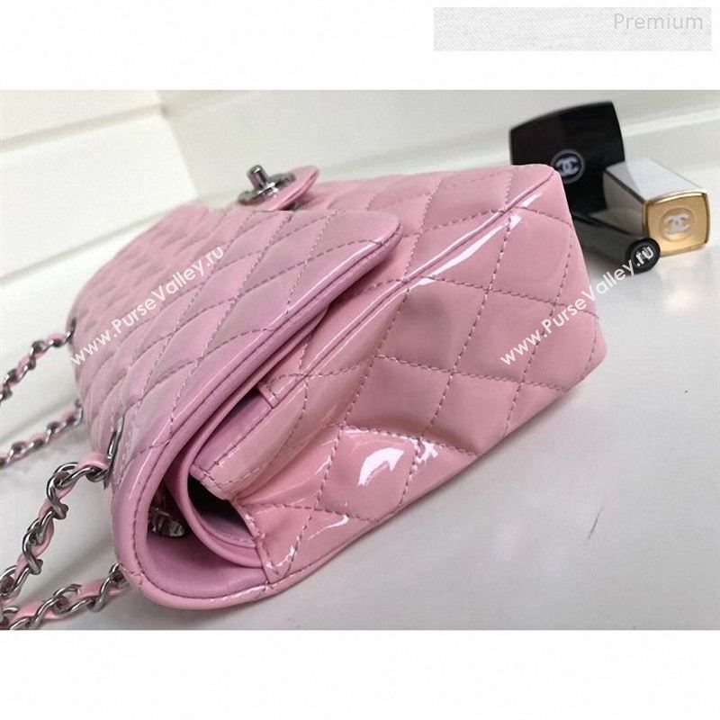 Chanel Patent Calfskin Medium Classic Flap Bag A1112 Pink(Silver Hardware) (YD-9122878)