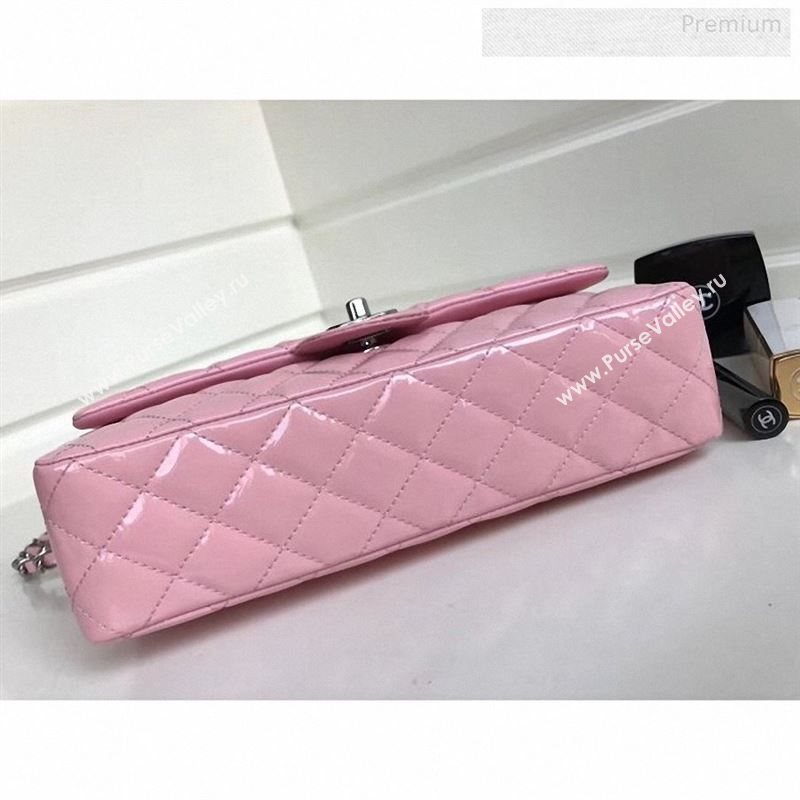 Chanel Patent Calfskin Medium Classic Flap Bag A1112 Pink(Silver Hardware) (YD-9122878)