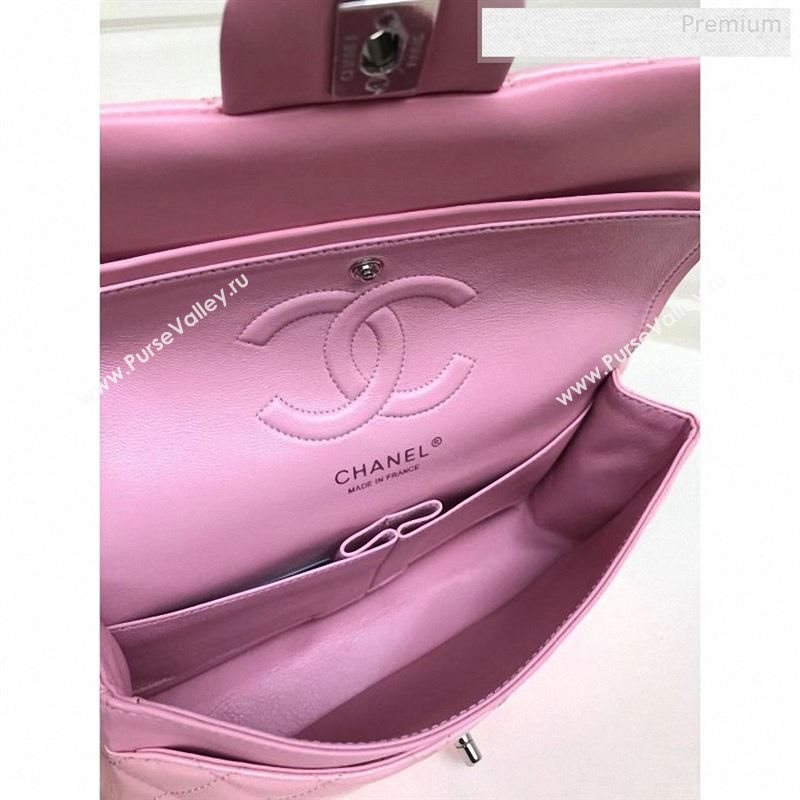 Chanel Patent Calfskin Medium Classic Flap Bag A1112 Pink(Silver Hardware) (YD-9122878)