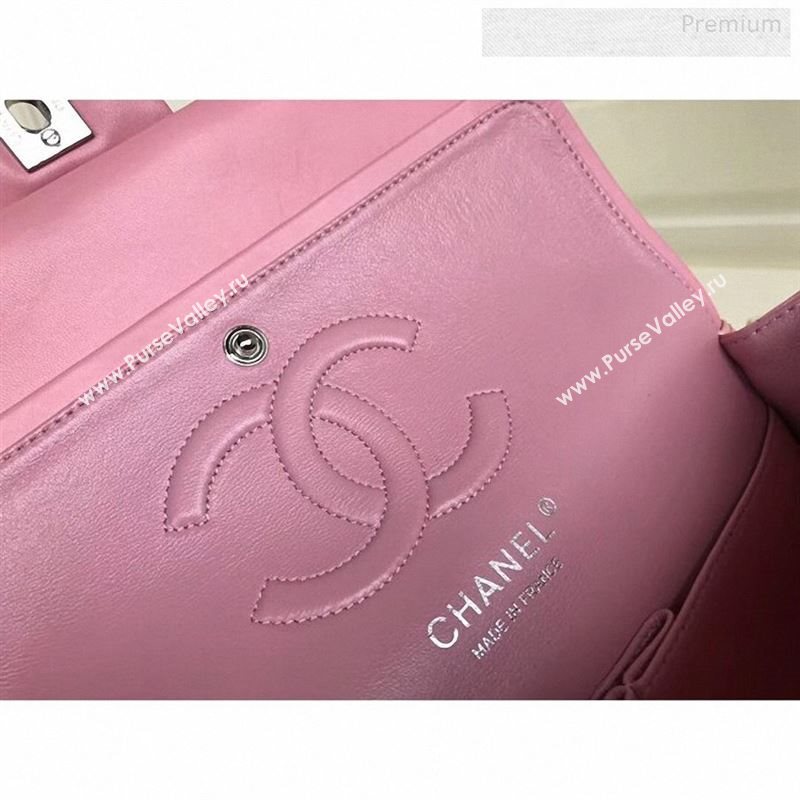 Chanel Patent Calfskin Medium Classic Flap Bag A1112 Pink(Silver Hardware) (YD-9122878)