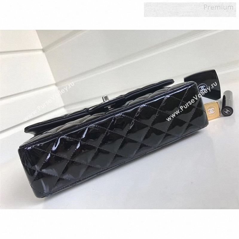 Chanel Patent Calfskin Medium Classic Flap Bag A1112 Black(Silver Hardware) (YD-9122880)
