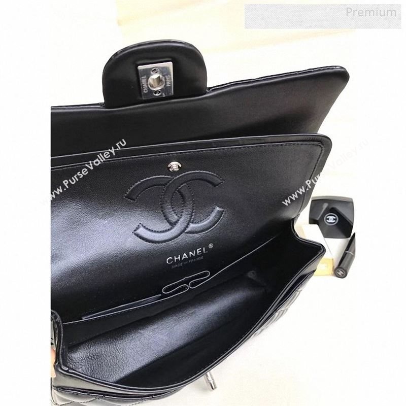 Chanel Patent Calfskin Medium Classic Flap Bag A1112 Black(Silver Hardware) (YD-9122880)