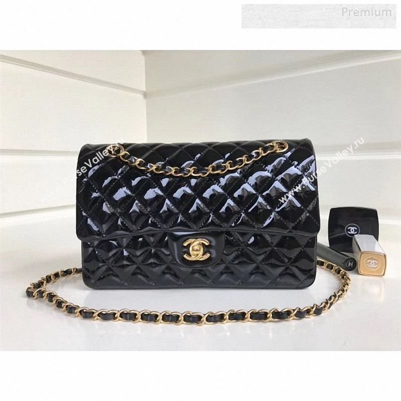 Chanel Patent Calfskin Medium Classic Flap Bag A1112 Black(Gold Hardware) (YD-9122879)