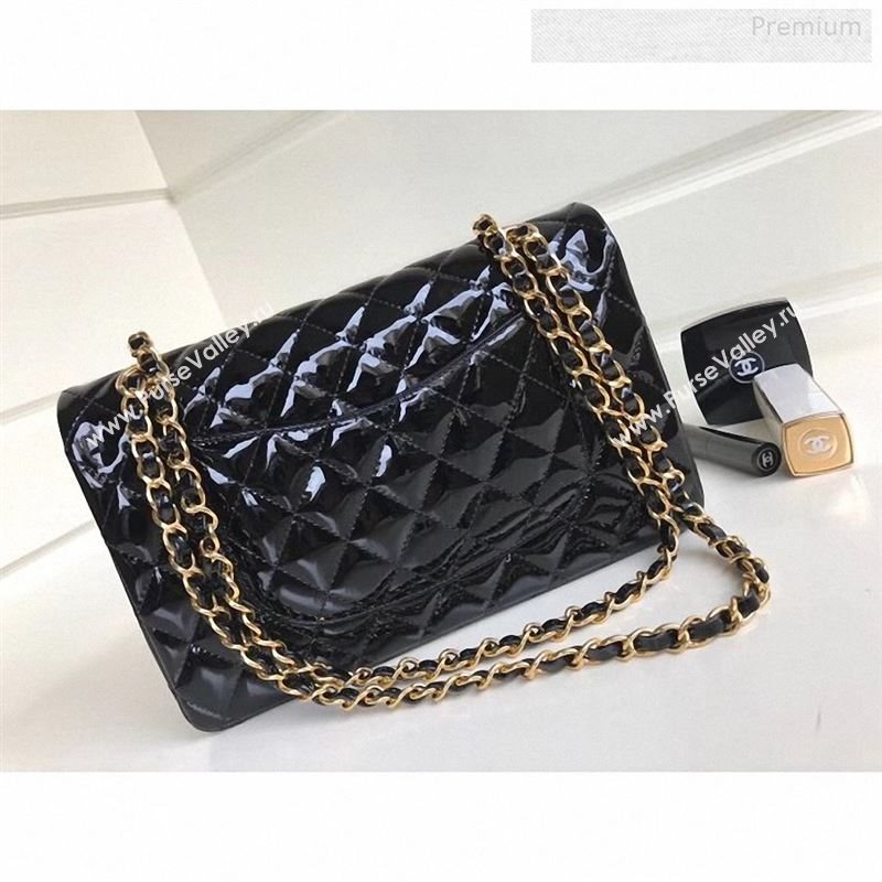 Chanel Patent Calfskin Medium Classic Flap Bag A1112 Black(Gold Hardware) (YD-9122879)