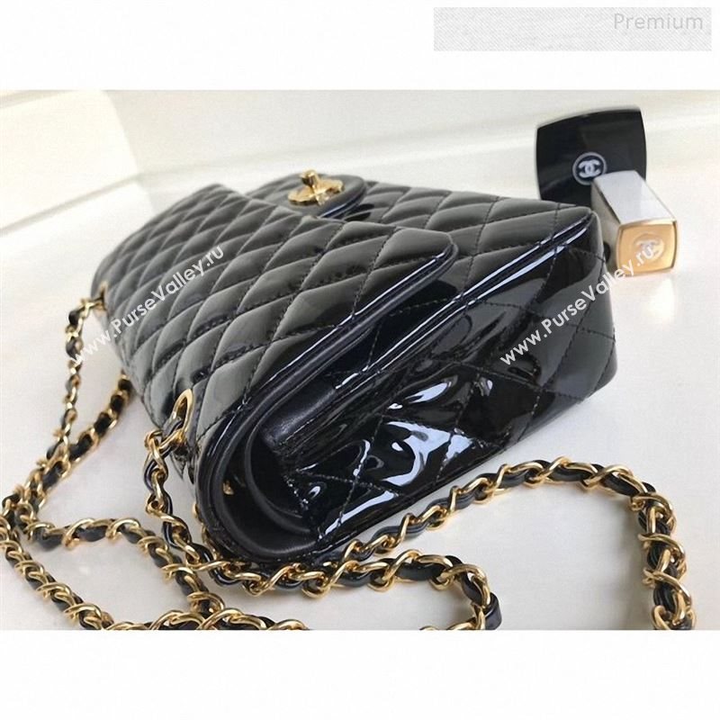 Chanel Patent Calfskin Medium Classic Flap Bag A1112 Black(Gold Hardware) (YD-9122879)