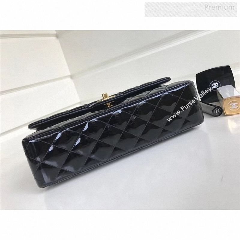 Chanel Patent Calfskin Medium Classic Flap Bag A1112 Black(Gold Hardware) (YD-9122879)