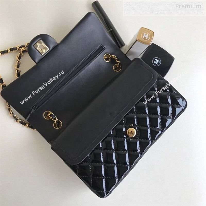 Chanel Patent Calfskin Medium Classic Flap Bag A1112 Black(Gold Hardware) (YD-9122879)