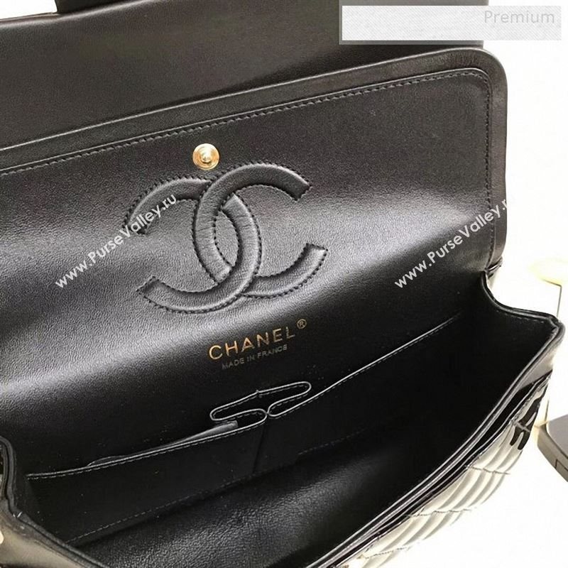Chanel Patent Calfskin Medium Classic Flap Bag A1112 Black(Gold Hardware) (YD-9122879)