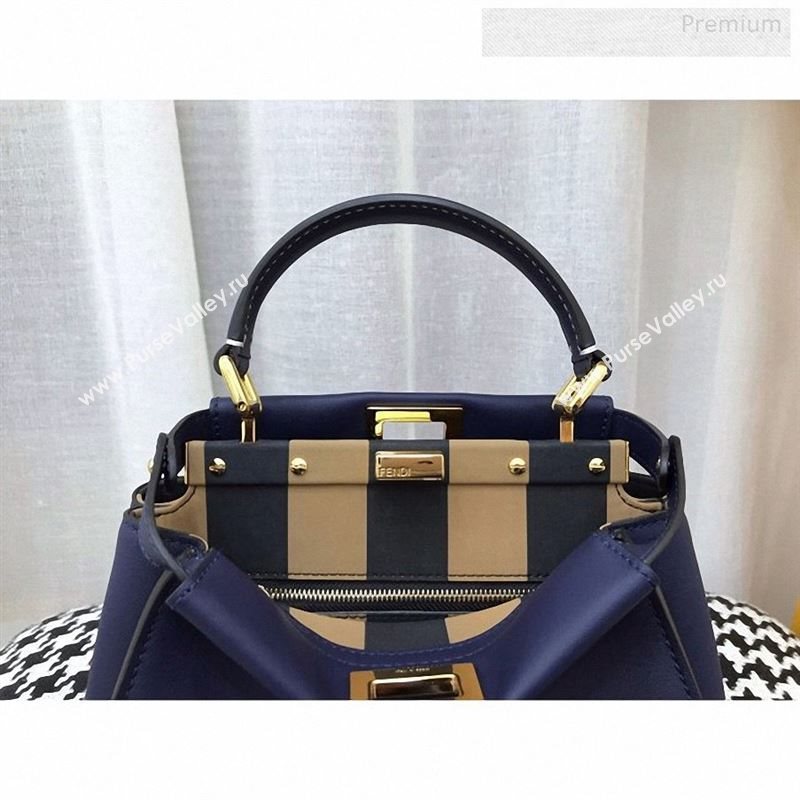Fendi Iconic Mini Striped Lining Bag Navy Blue 2019 (AFEI-9122301)