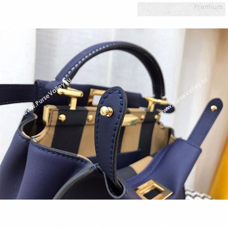 Fendi Iconic Mini Striped Lining Bag Navy Blue 2019 (AFEI-9122301)