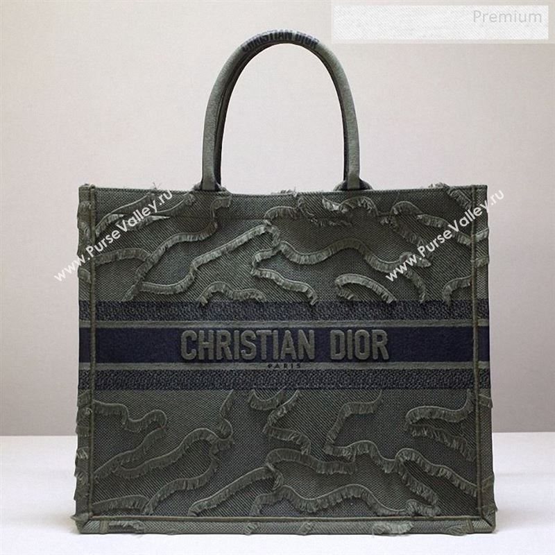 Dior Book Tote Camouflage Embroidered Canvas Bag Green 2019 (BF-9122308)